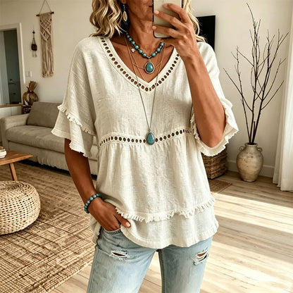 🌸New Arrivals & Best Sellers-Women's Bohemian Hollow-Out Fringe Top