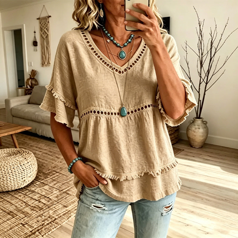 🌸New Arrivals & Best Sellers-Women's Bohemian Hollow-Out Fringe Top