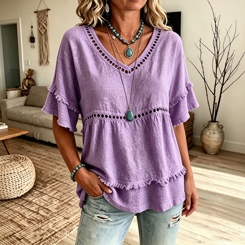 🌸New Arrivals & Best Sellers-Women's Bohemian Hollow-Out Fringe Top
