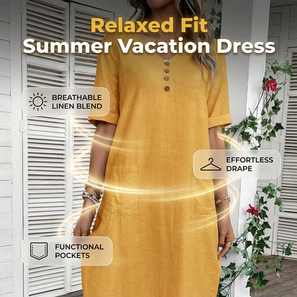 Women's Relaxed Fit Summer V-Neck Dress