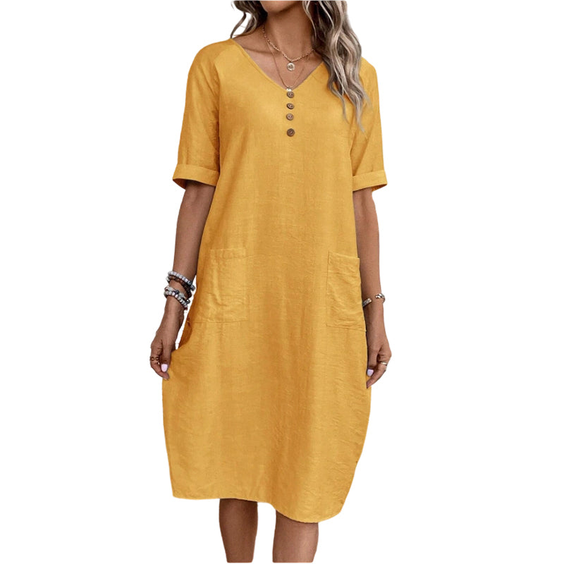 Women's Relaxed Fit Summer V-Neck Dress