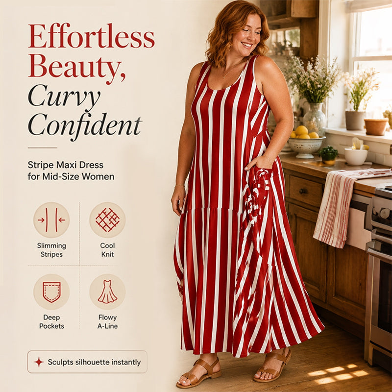 Women's Striped Sleeveless Maxi Dress