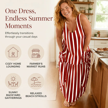 Women's Striped Sleeveless Maxi Dress