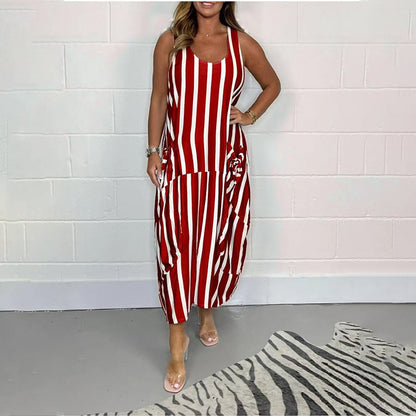 Women's Striped Sleeveless Maxi Dress
