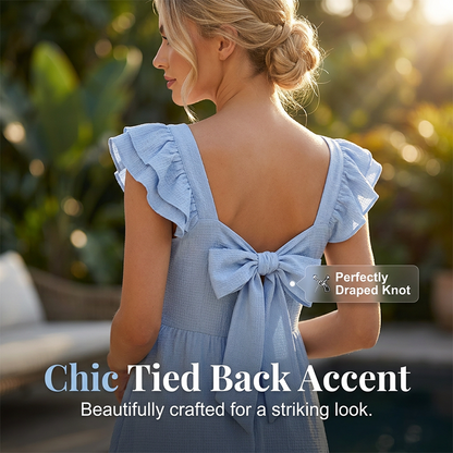 ⌛Limited-time offer-Women's Ruffle Sleeve Dress with Back Bow