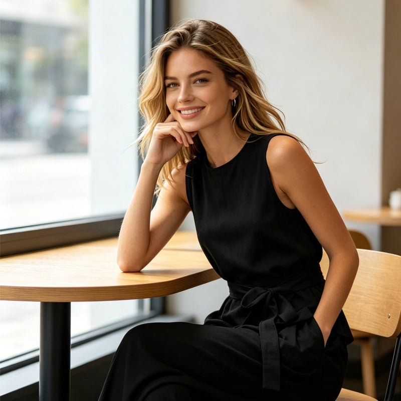 ⌛Limited-time offer-Sleeveless Wide-Leg Pants Set with Belt