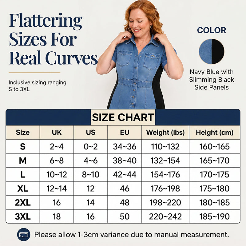 Denim Dress Slimming Contrast Color Midi Dress