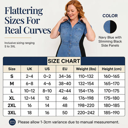Denim Dress Slimming Contrast Color Midi Dress
