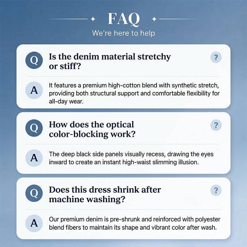Denim Dress Slimming Contrast Color Midi Dress
