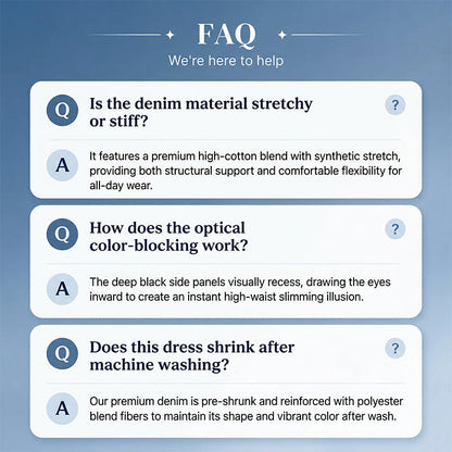 Denim Dress Slimming Contrast Color Midi Dress