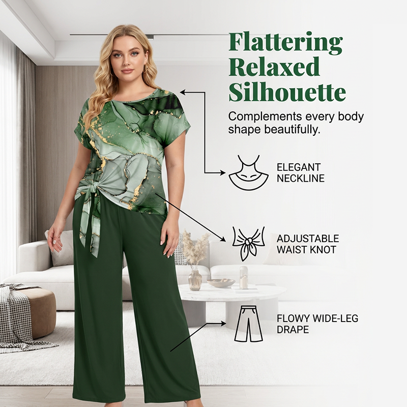 Womens's Elegant Print Two-Piece Set