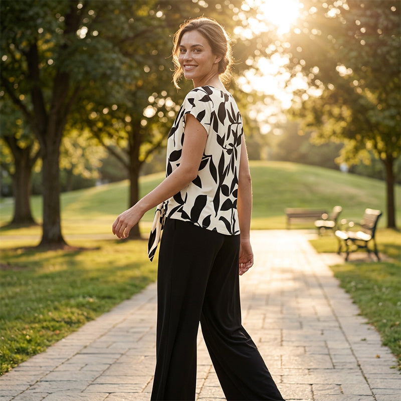 Womens's Elegant Print Two-Piece Set