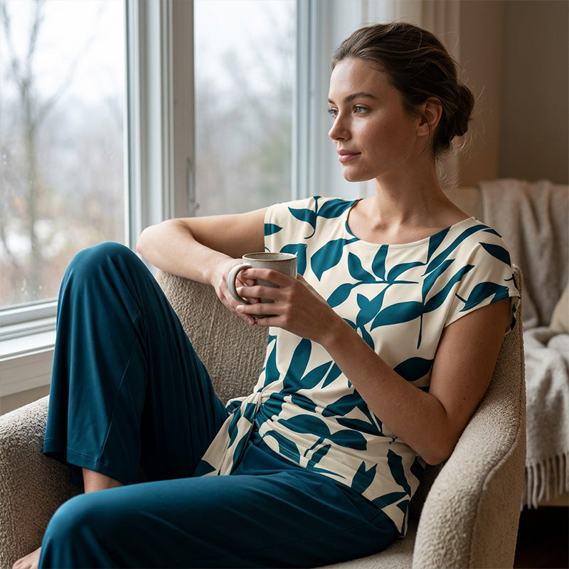 Womens's Elegant Print Two-Piece Set