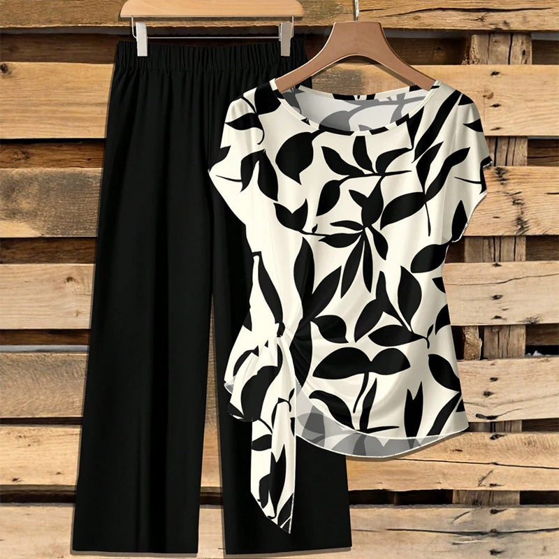 Womens's Elegant Print Two-Piece Set