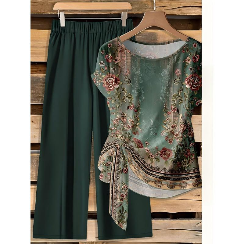 Womens's Elegant Print Two-Piece Set