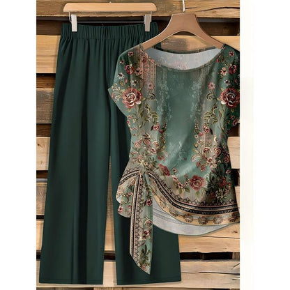 Womens's Elegant Print Two-Piece Set