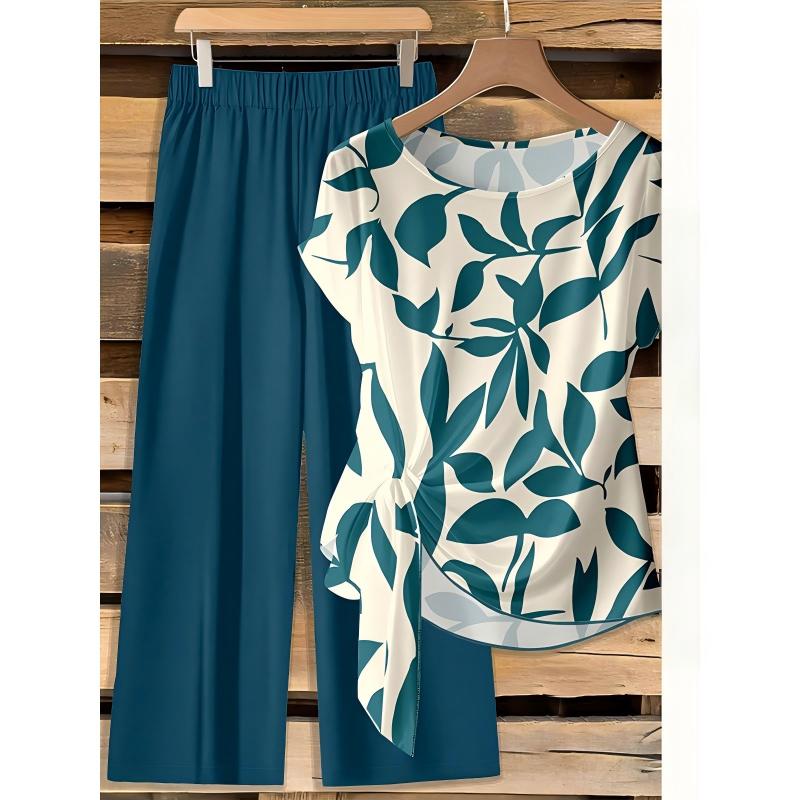 Womens's Elegant Print Two-Piece Set