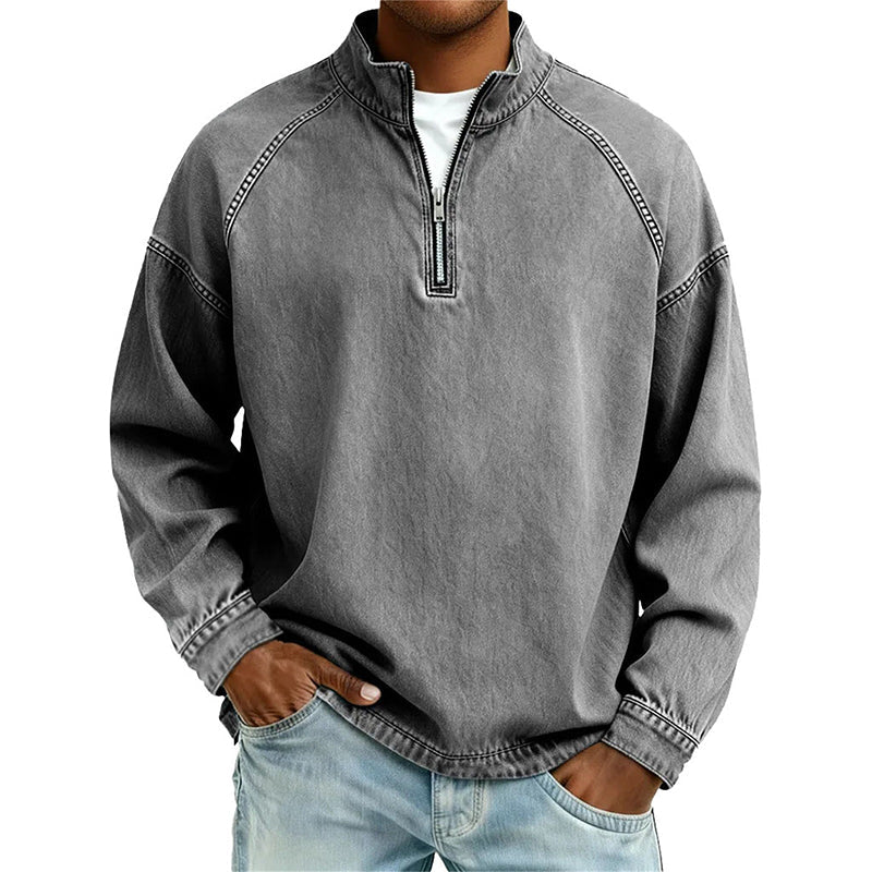 👕Men's Vintage-Wash Half-Zip Pullover– Casual Street Style Sweatshirt ✨