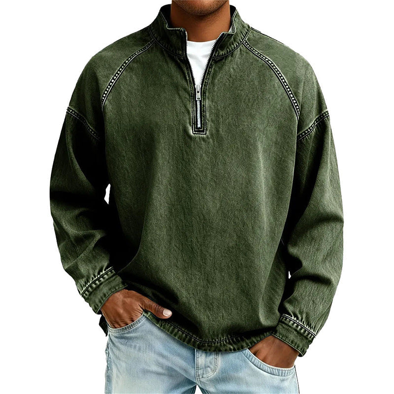 👕Men's Vintage-Wash Half-Zip Pullover– Casual Street Style Sweatshirt ✨