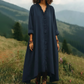 ⌛Limited-time offer-V-Neck Ruffle Trim Loose Maxi Dress