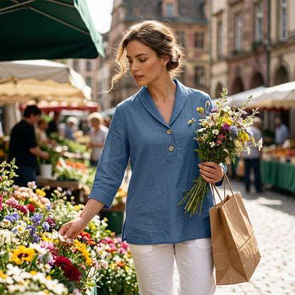 ⌛Limited-time offer-Women's Shawl Collar Button Front Blouse