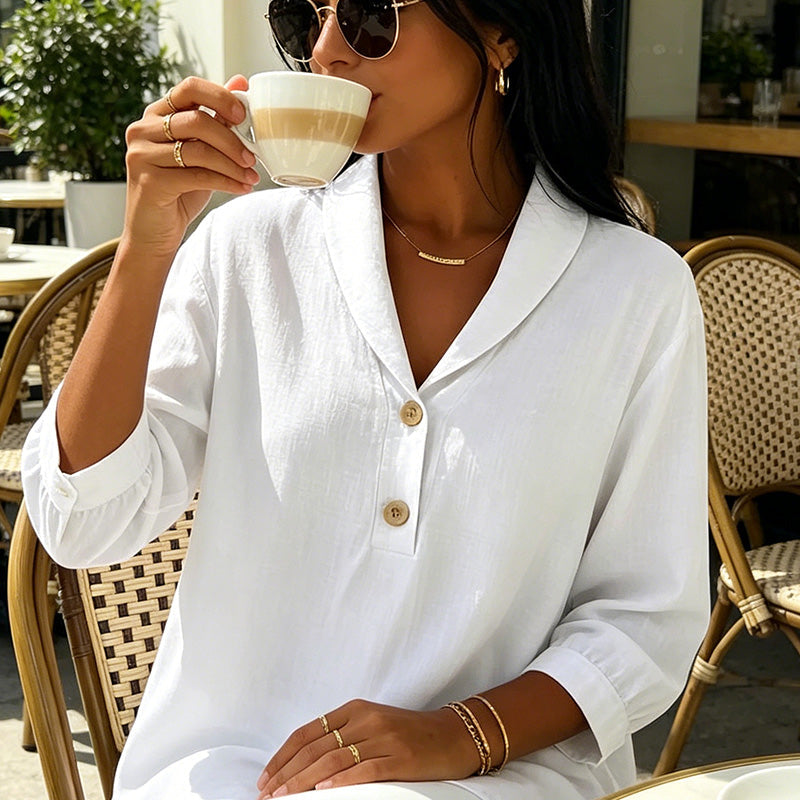 ⌛Limited-time offer-Women's Shawl Collar Button Front Blouse