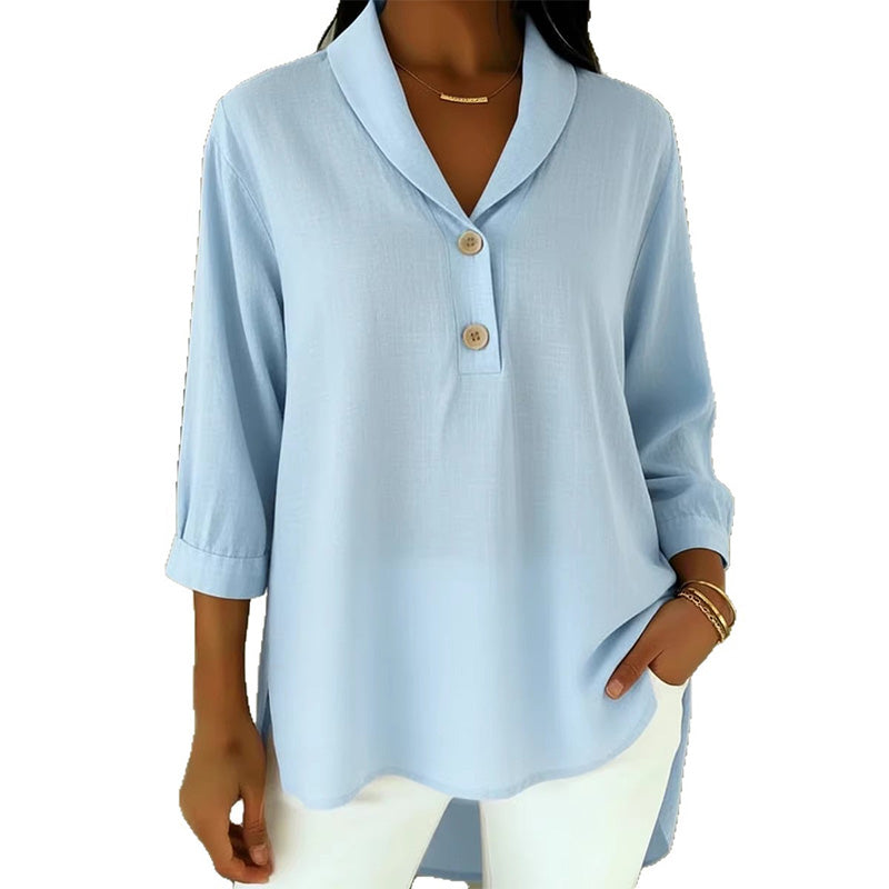 ⌛Limited-time offer-Women's Shawl Collar Button Front Blouse