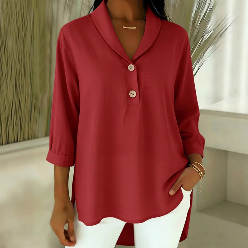 ⌛Limited-time offer-Women's Shawl Collar Button Front Blouse