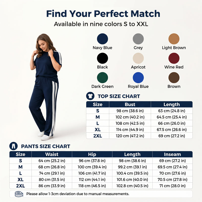 Women's Casual Contrast Stripe 2-Piece Set