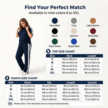 Women's Casual Contrast Stripe 2-Piece Set