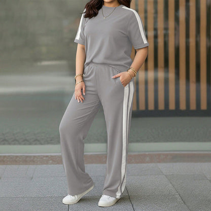 Women's Casual Contrast Stripe 2-Piece Set