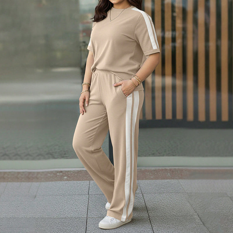Women's Casual Contrast Stripe 2-Piece Set