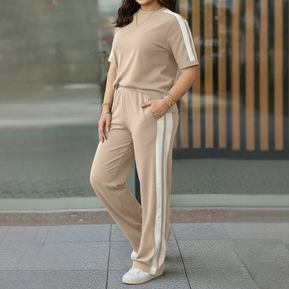 Women's Casual Contrast Stripe 2-Piece Set