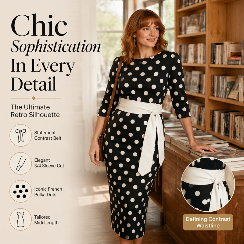 💥50% off on the last day-Women's Retro Elegant Polka Dot Dress