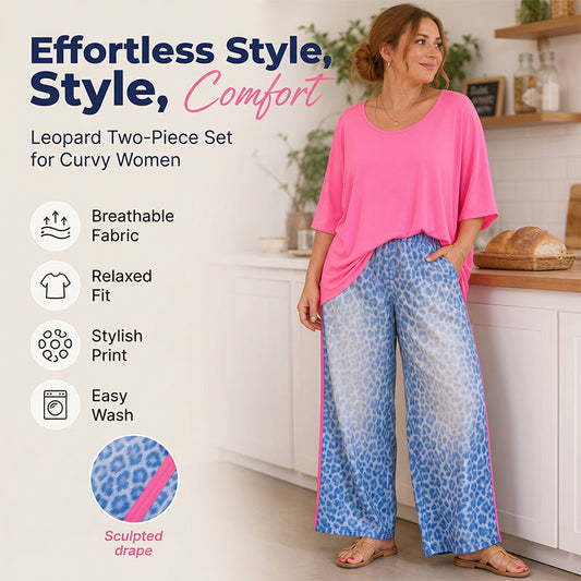 Women's Loose Top & Leopard Print Pants Set