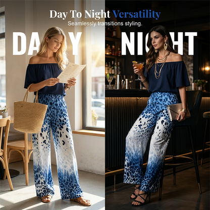 Women's Off-Shoulder Gradient Leopard 2-Piece Outfit