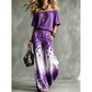 Women's Off-Shoulder Gradient Leopard 2-Piece Outfit