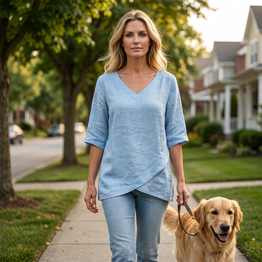 👚 50% OFF NOW! 🌸 Women's Breathable Casual V-Neck Top – Soft cotton & lightweight – Perfect for summer, layering or casual days✨🌿