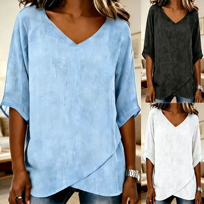👚 50% OFF NOW! 🌸 Women's Breathable Casual V-Neck Top – Soft cotton & lightweight – Perfect for summer, layering or casual days✨🌿