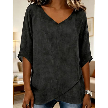 👚 50% OFF NOW! 🌸 Women's Breathable Casual V-Neck Top – Soft cotton & lightweight – Perfect for summer, layering or casual days✨🌿