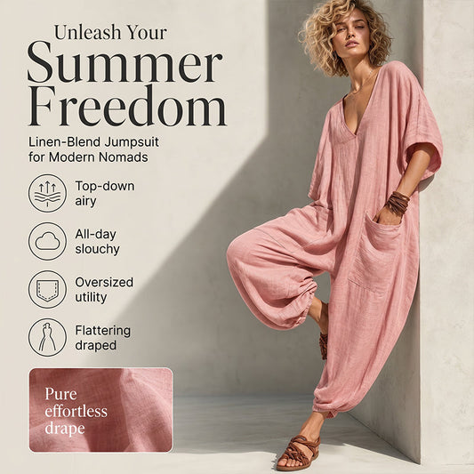 Women's Summer Loose V-Neck Jumpsuit