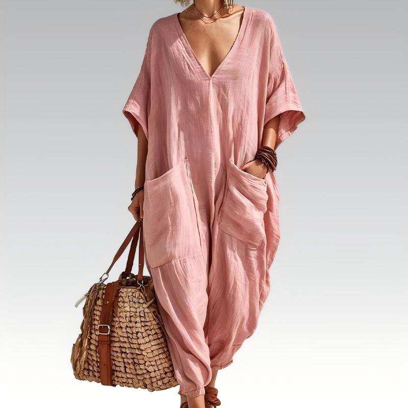 Women's Summer Loose V-Neck Jumpsuit