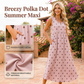 Women Sleeveless Polka Dot Maxi Dress with Pockets V Neck Summer Sundress