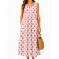 Women Sleeveless Polka Dot Maxi Dress with Pockets V Neck Summer Sundress