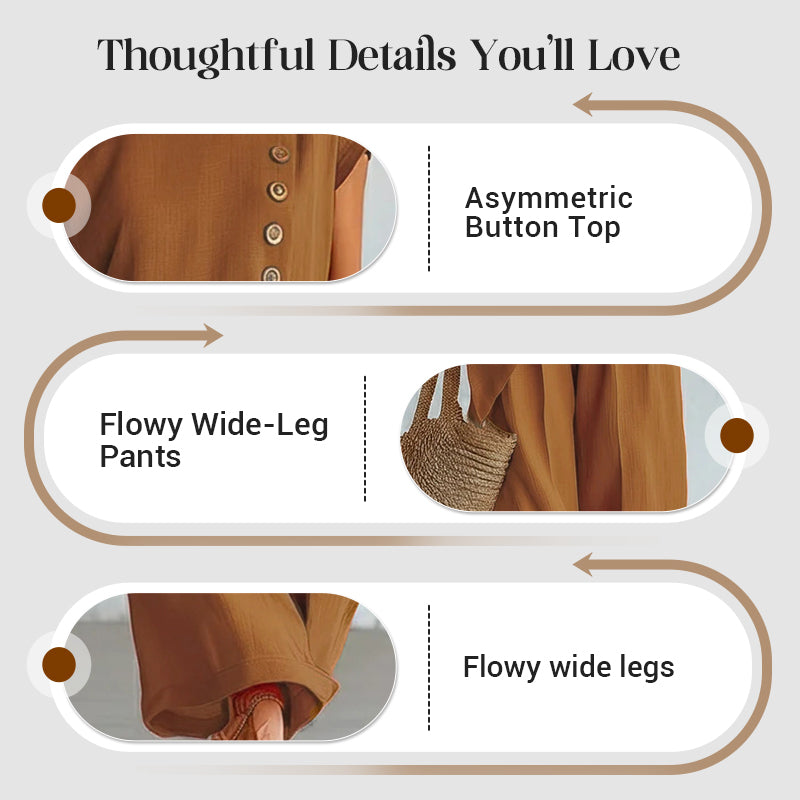 Women's Asymmetric Hem Top & Pants 2-Piece Set