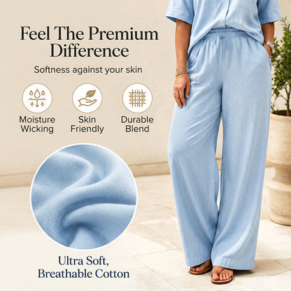 👗Women's Button-Up Top & Wide-Leg Pants Set– Chic Two-Piece Outfit ✨