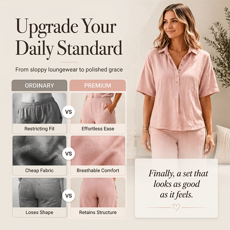 👗Women's Button-Up Top & Wide-Leg Pants Set– Chic Two-Piece Outfit ✨