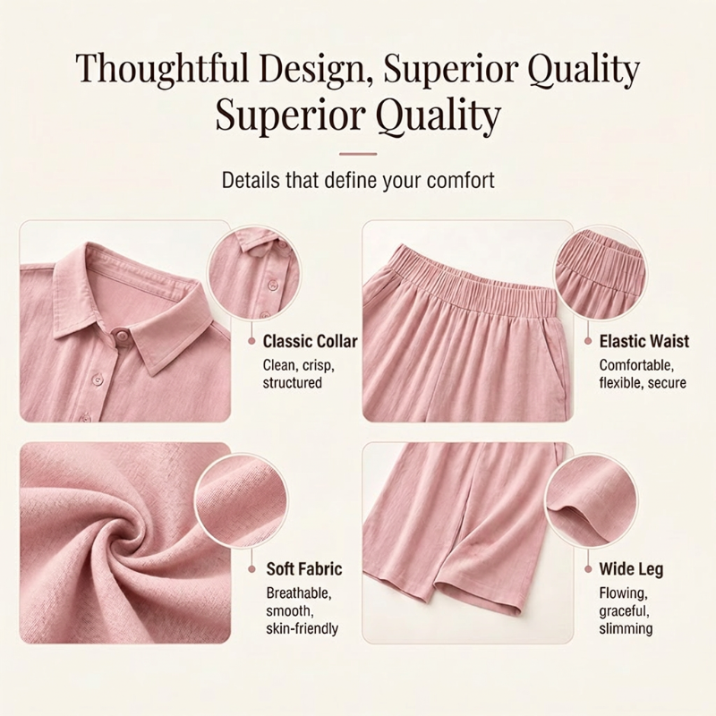 👗Women's Button-Up Top & Wide-Leg Pants Set– Chic Two-Piece Outfit ✨