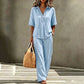 👗Women's Button-Up Top & Wide-Leg Pants Set– Chic Two-Piece Outfit ✨
