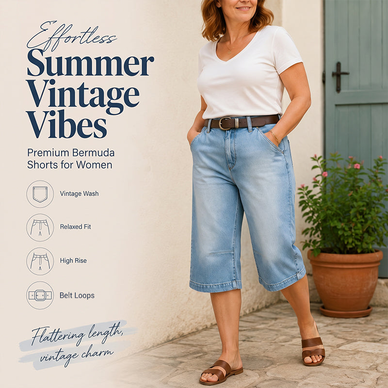 Women's Relaxed-Fit Denim Bermuda Shorts